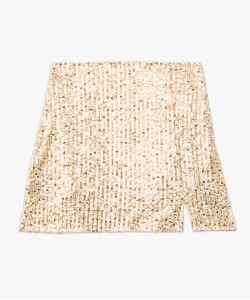 Jupe courte droite à sequins dorés femme